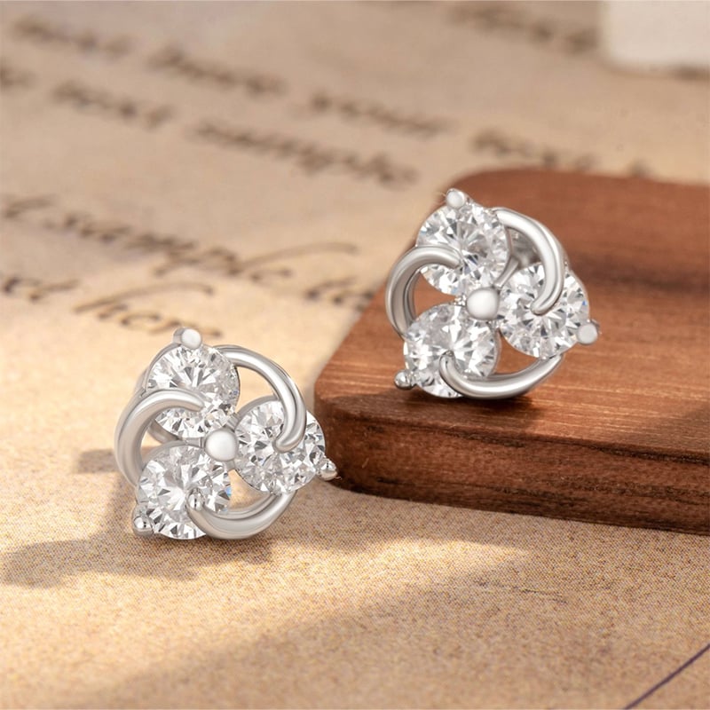 1 Paar Simple Series Einfache geometrische Titanstahl-Ohrstecker ohne Beschichtungsmaterial Zirkonia für Damen Bild2