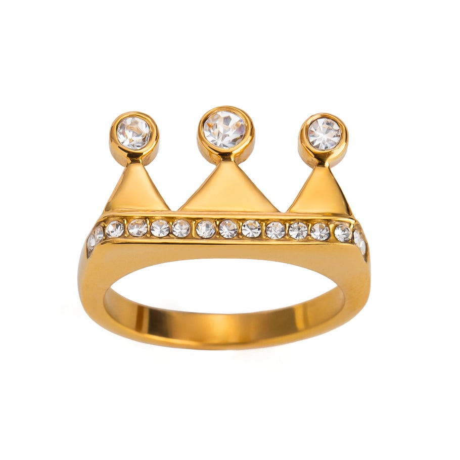 1 Pair Simple Series Simple Geometric Stainless Steel 18K Gold Plated Zircon Women Single Ring Picture5