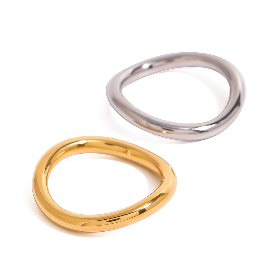Anillos individuales para mujer de acero inoxidable color dorado, serie simple, estilo Ins, 1 pieza Imagen10