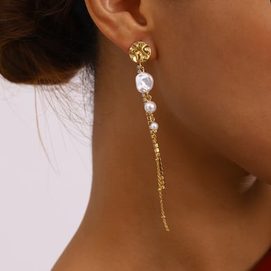 1 Pair Stylish Series Retro Charming Tassel Stainless Steel Gold Color Women's Drop Earrings h5 Picture7
