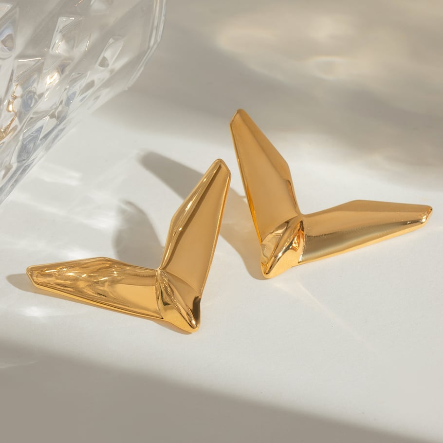 1 Pair Simple Series Simple Geometric Stainless Steel 18K Gold Plated Women Stud Earrings Picture4