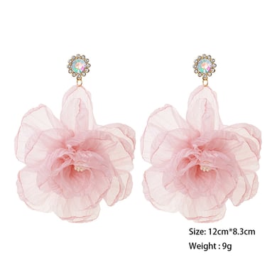 1 Pair Romantic Mesh Flower Earrings h5 Picture8