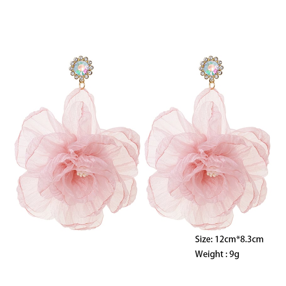 1 Pair Romantic Mesh Flower Earrings Picture8
