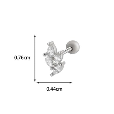 Pendientes de botón de acero de titanio con circonita y corazón brillante para mujer (1 pieza) h5 Imagen2