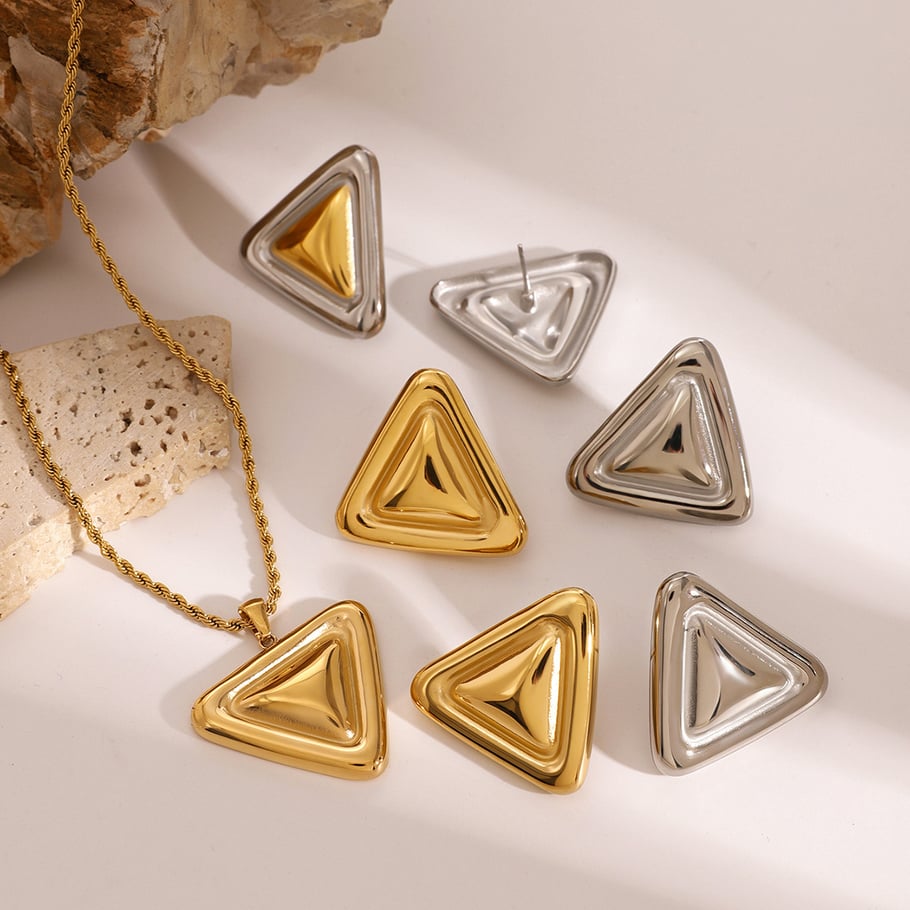 1 Pair Simple Series ins style Geometric Stainless Steel 18K Gold Plated Women Stud Earrings Picture3