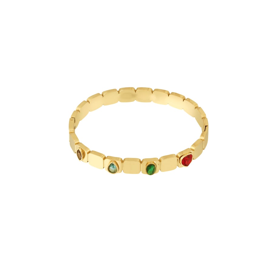 1 Piece Luxurious Series Elegant Colorful Heart Stainless Steel Gold Color Women's Bangles Picture4