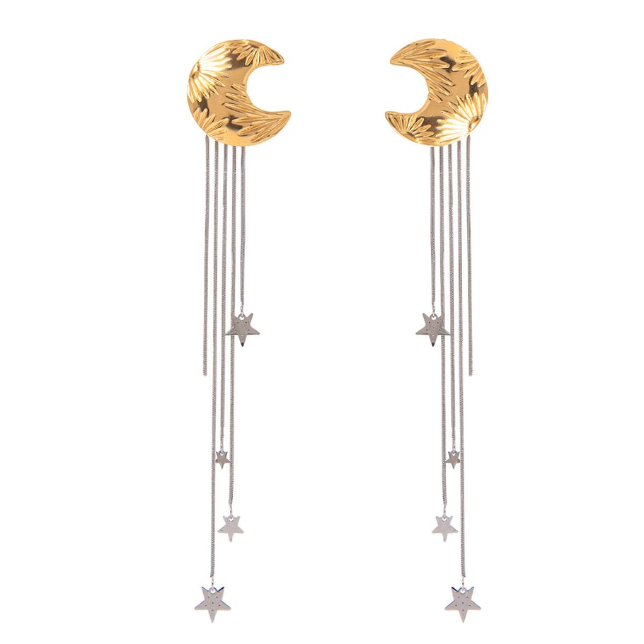 1 Pair Luxurious Series Elegant line Stainless Steel 18K Gold Plated Women Drop Earrings Picture6