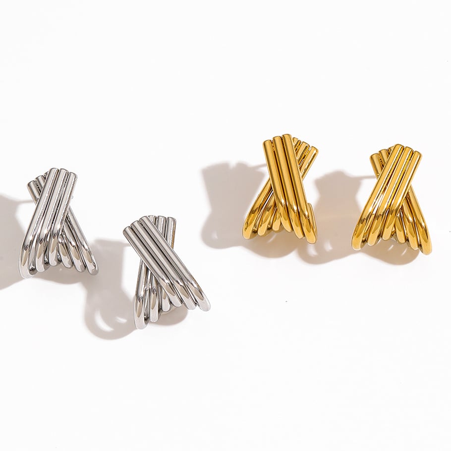 1 Pair ins style Patchwork 18K Gold Plated Stud Earrings Picture6