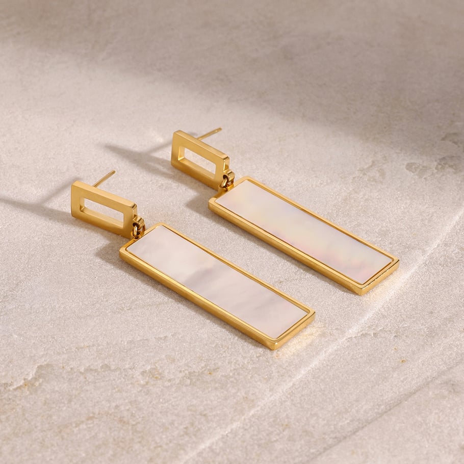 1 Pair Simple Series Classic Geometric Artificial Pearl 18K Gold Plated Shell Women Drop Earrings Picture4