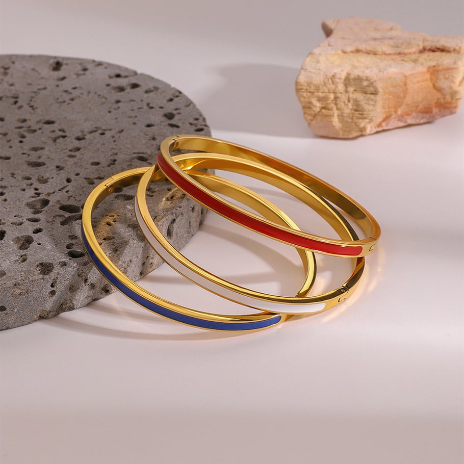 1 Piece Simple Series Europe and America round Stainless Steel 18K Gold Plated Women Bangles Picture4
