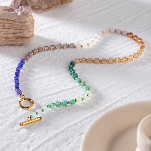1 Piece Simple Series Sweet Geometric Stainless Steel 18K Gold Plated Crystal Women Pendant necklaces