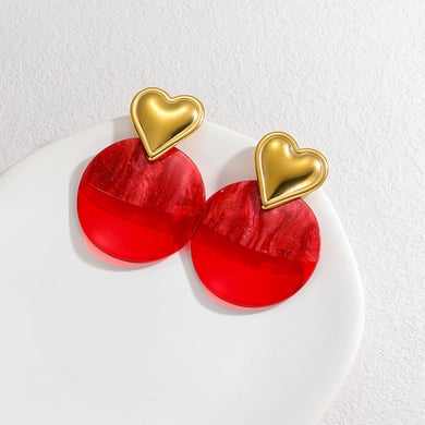 1 Pair Luxurious Series Classic Heart Stainless Steel 18K Gold Plated Women Stud Earrings h5 Picture3