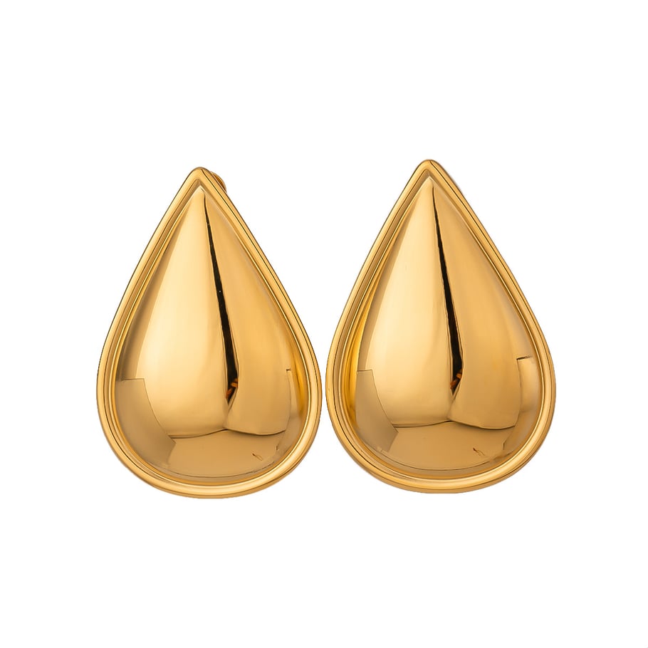 1 Pair Simple Series Simple Droplet Stainless Steel 18K Gold Plated Women Stud Earrings Picture5