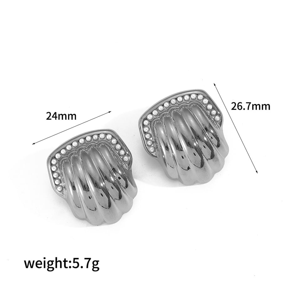 1 Pair Simple Series ins style Geometric Stainless Steel 18K Gold Plated Women Stud Earrings Picture5