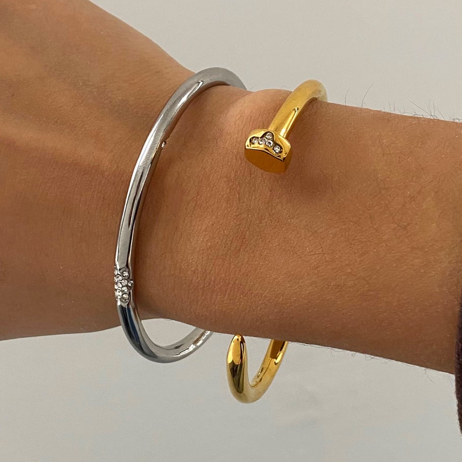 1 Stück Simple Series Klassische ringförmige Damenarmreifen aus Edelstahl in h5Bild7