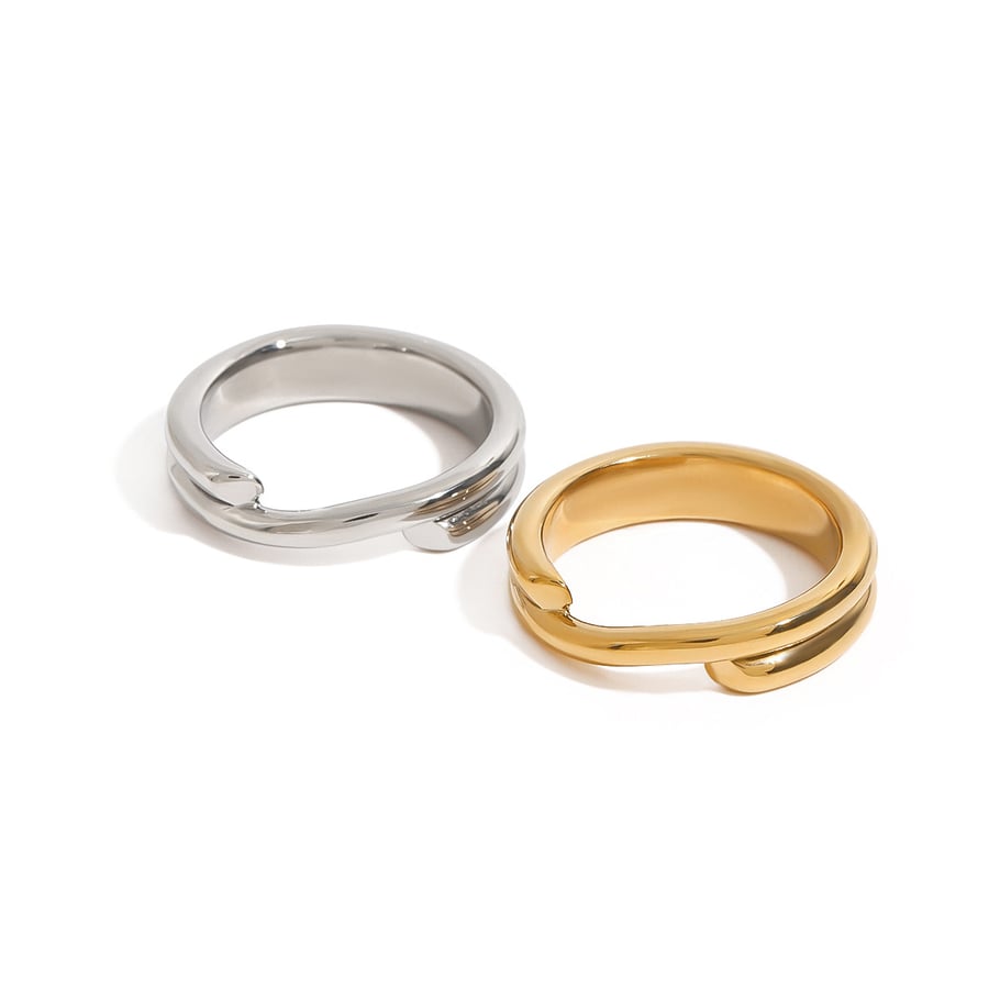 Anillos individuales para mujer de acero inoxidable color dorado con círculo clásico de serie simple de 1 pieza Imagen6
