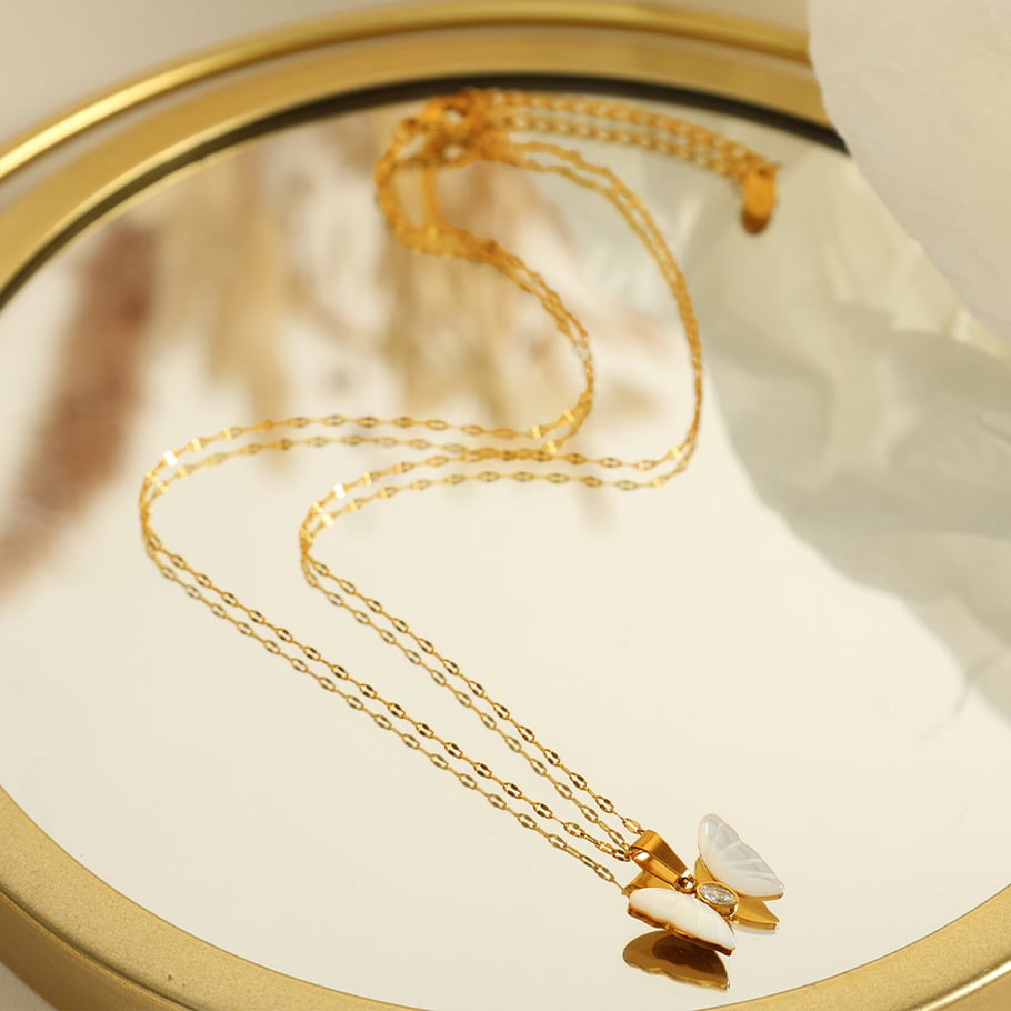 1 Piece Simple Series Sweet Animal Titanium Steel 18K Gold Plated Zircon Women Pendant Necklaces Picture3
