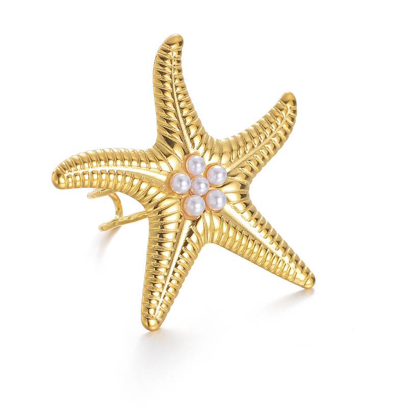 1 paire de bagues ajustables pour femme en acier inoxydable plaqué or 18 carats, motif tortue classique, série Simple Image4