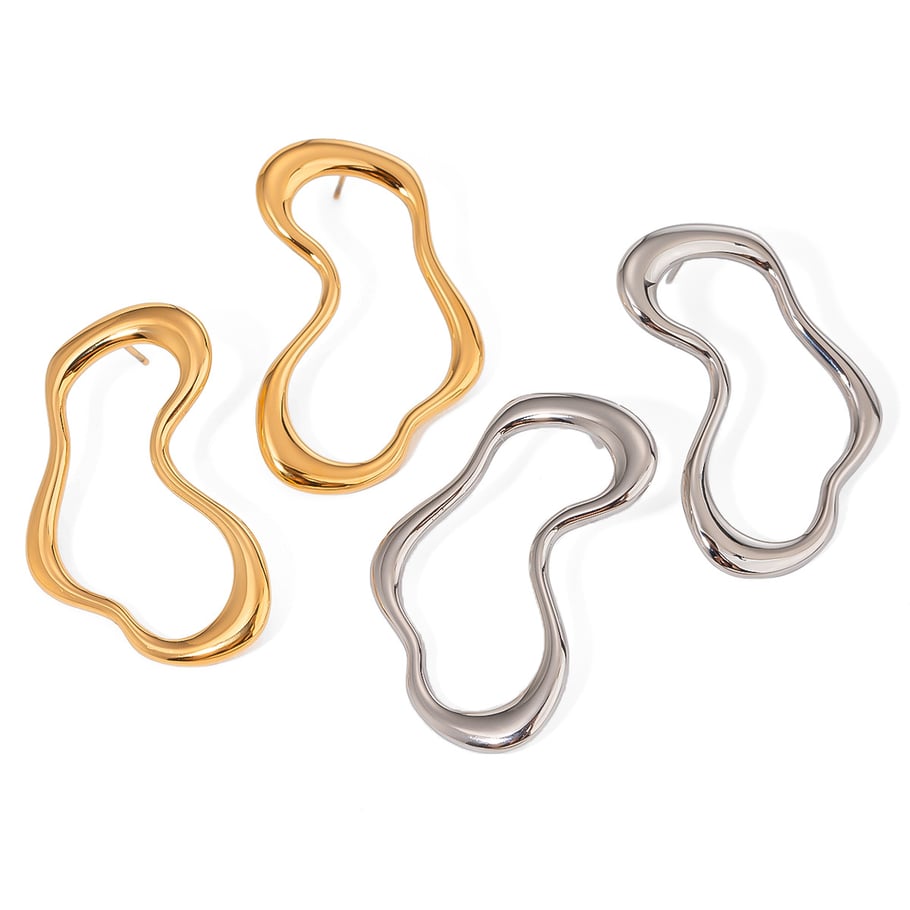 1 Pair Simple Series Simple Geometric Stainless Steel 18K Gold Plated Women Stud Earrings Picture6