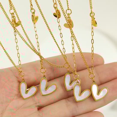 1 Piece Simple Series Simple Heart Stainless Steel 18K Gold Plated Shell Women Pendant Necklaces h5 Picture3