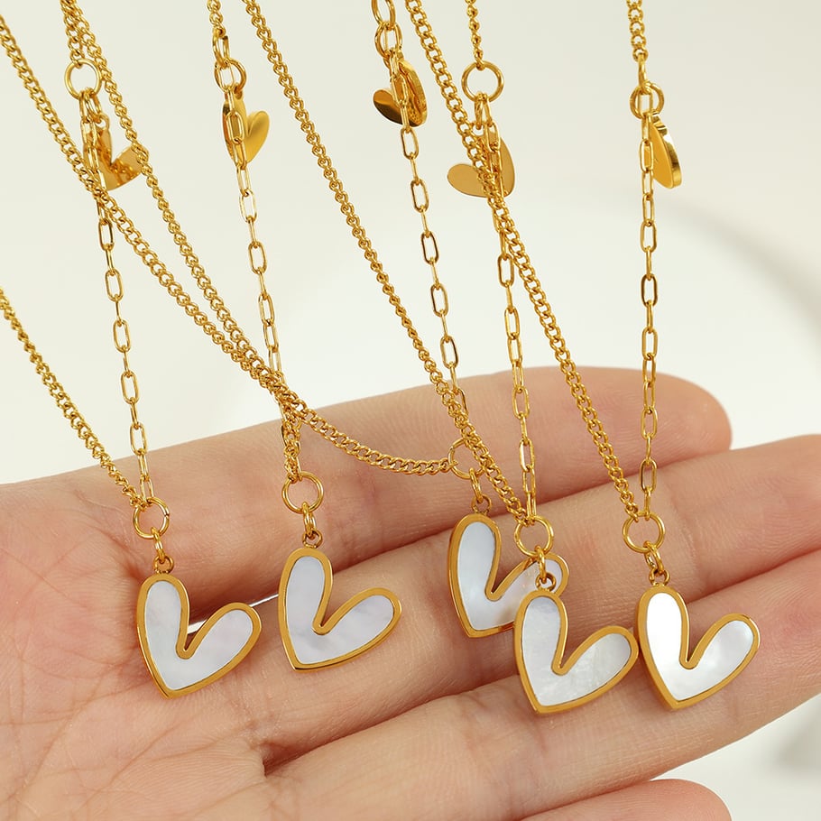 1 Piece Simple Series Simple Heart Stainless Steel 18K Gold Plated Shell Women Pendant Necklaces Picture3