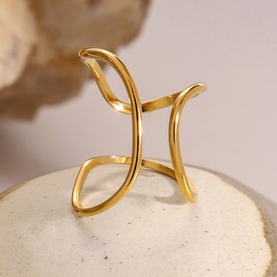 1 Paar Simple Series Simple Line Edelstahl 18 Karat vergoldete verstellbare Damenringe h5 Bild4