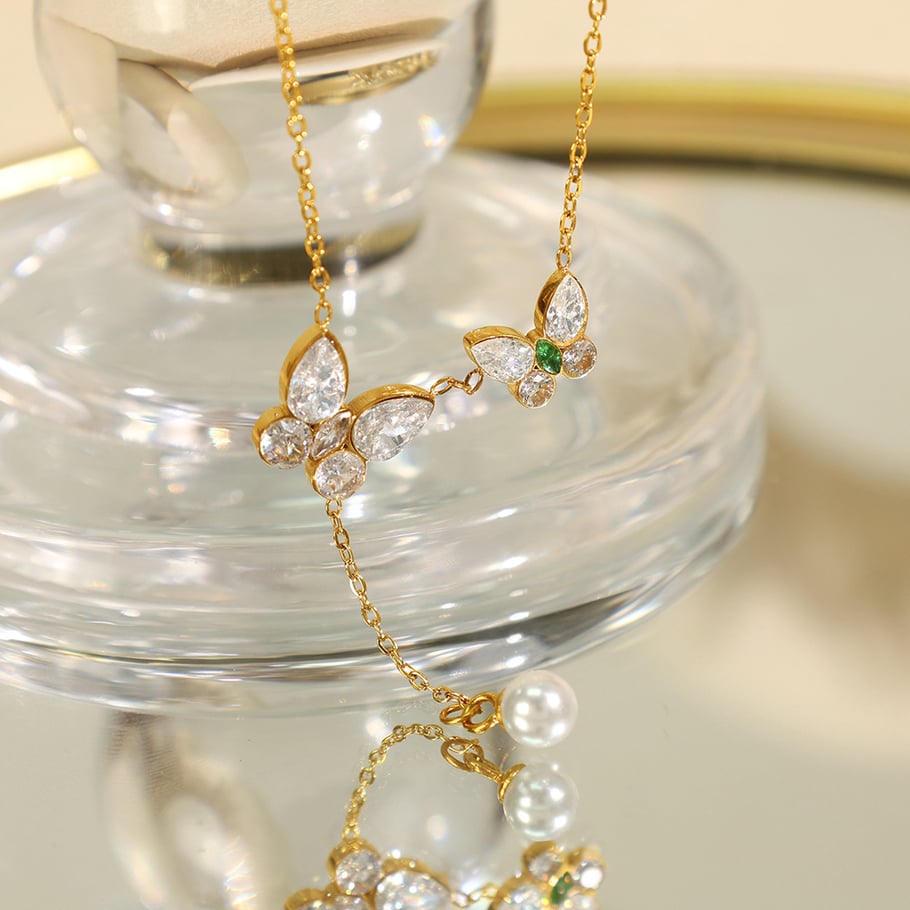 1 Piece Gorgeous Series Exquisite Butterfly Stainless Steel Gold Color Women's Pendant Necklaces Picture4