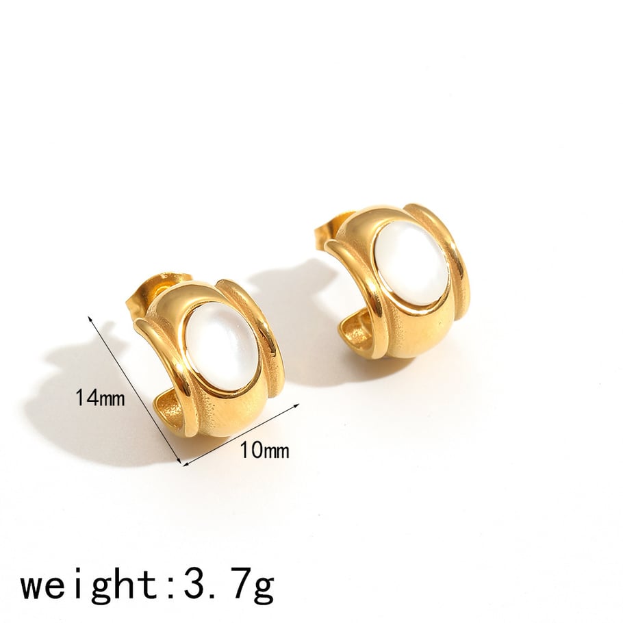 1 Paar Creolen aus der Simple-Serie im leichten Luxus-Stil, rund, Edelstahl, 18 Karat vergoldet, Strass, für Damen Bild5
