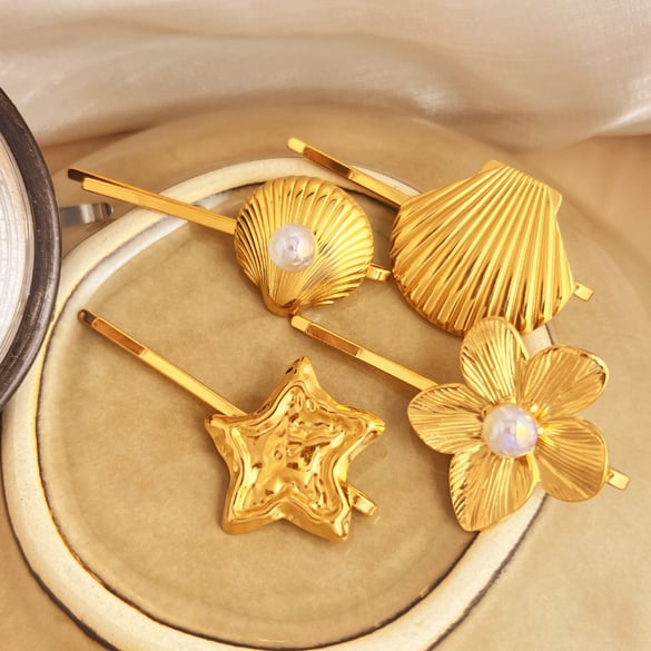 1 Piece Exquisite Series Classic Shell Shape Stainless Steel Gold Color Women's Hair Clips