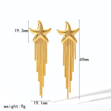 1 Pair Simple Series High-end Tassel Stainless Steel 18K Gold Plated Women Stud Earrings h5 Picture5