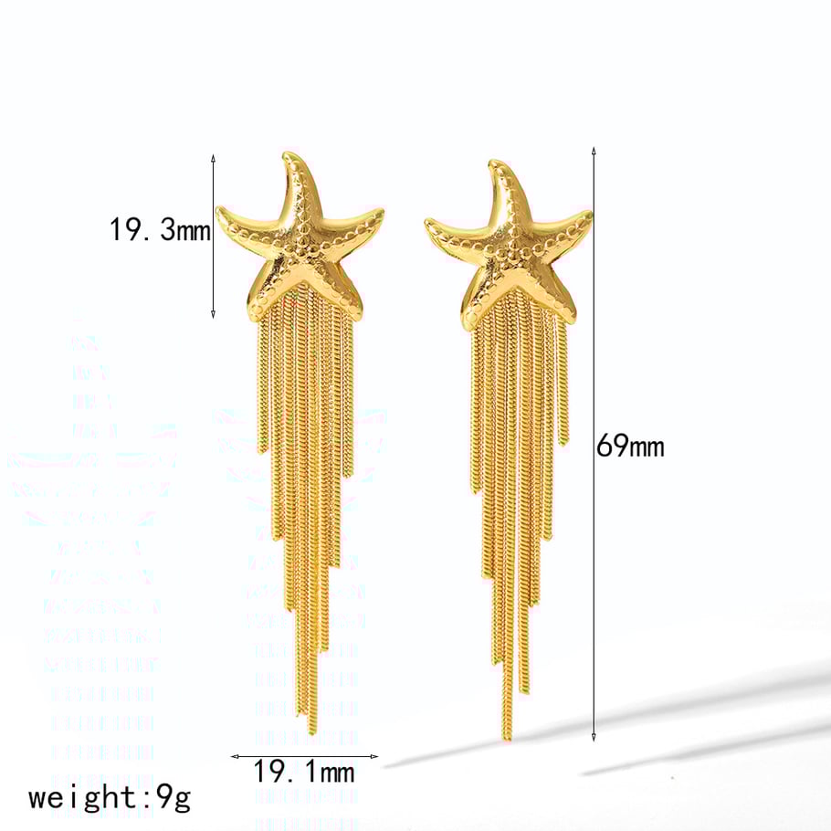 1 Pair Simple Series High-end Tassel Stainless Steel 18K Gold Plated Women Stud Earrings Picture5