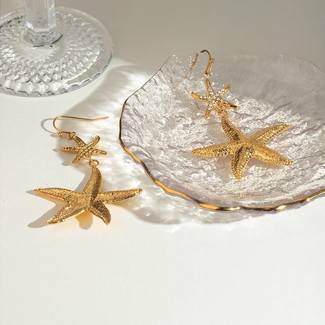 1 Pair Simple Series Vacation Turtle Stainless Steel 18K Gold Plated Rhinestone Women Drop Earrings Picture4