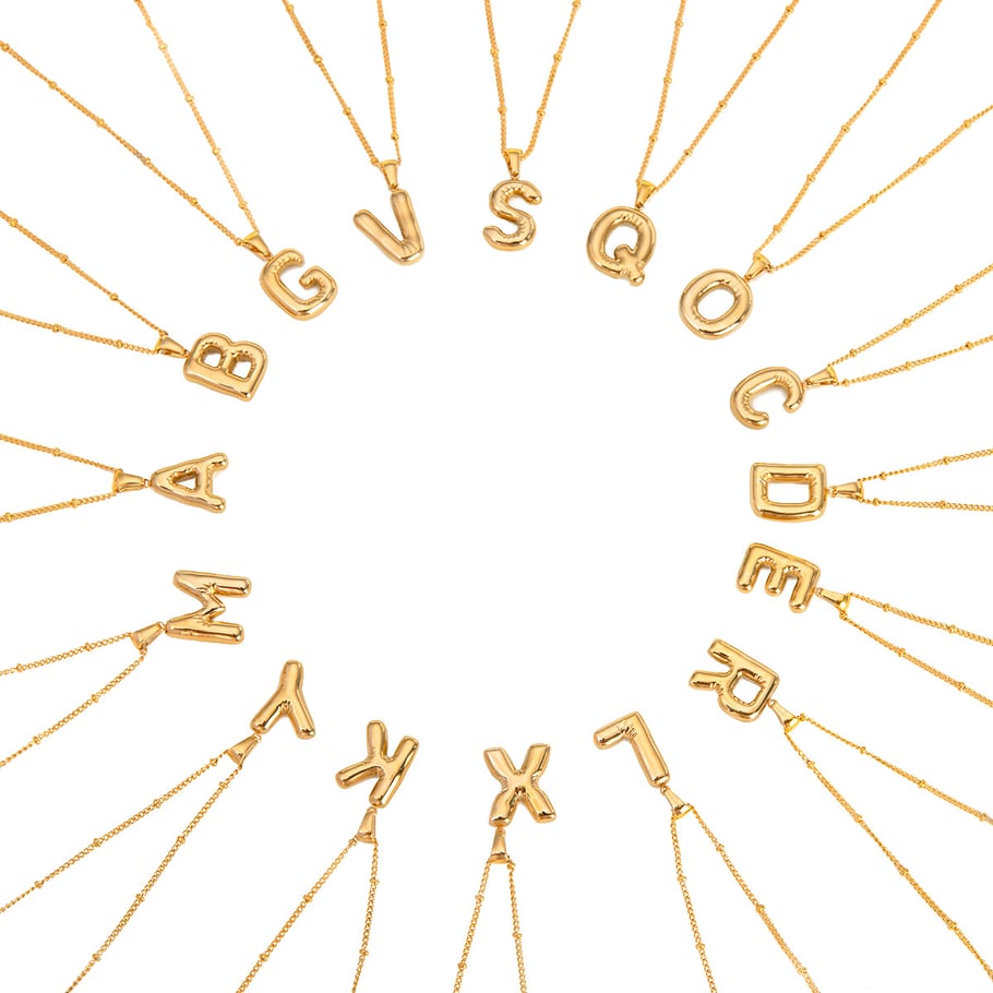 Collier avec pendentif en acier inoxydable plaqué or 18 carats pour femme, série simple et décontractée, avec lettres Image8