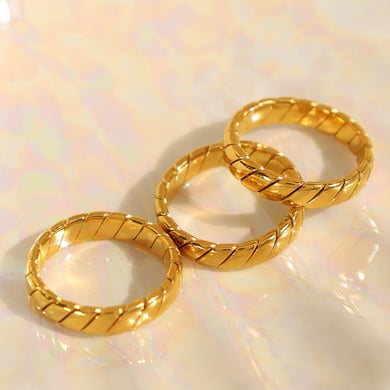 1 Paar Classic Series Daily Twist Titanstahl 18 Karat vergoldete Damen-Einzelringe h5 Bild3