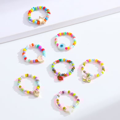 1 Piece Vacation Series All-match Lightweight Mixed Color Beads Arylic Women's Adjustable Rings h5 Picture3