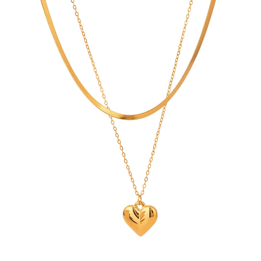 1 Stück Simple Series Simple Heart Edelstahl 18 Karat vergoldet Damen-Mehrfachketten Bild5