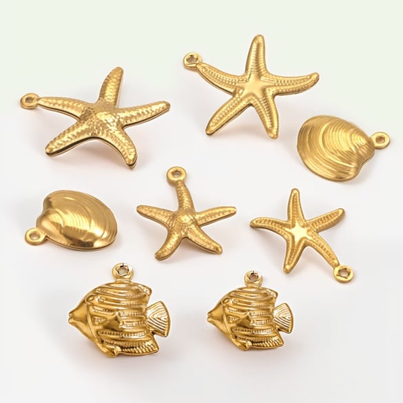 1 paio di ciondoli da donna placcati in oro 18 carati, modello semplice, casual, a forma di tartaruga 2
