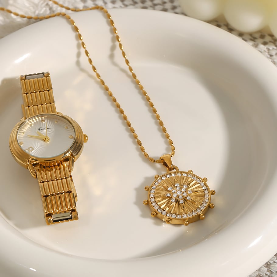 1 Piece Luxurious Series Eight-pointed Star Stainless Steel Gold Color Women's Pendant Necklaces Picture7
