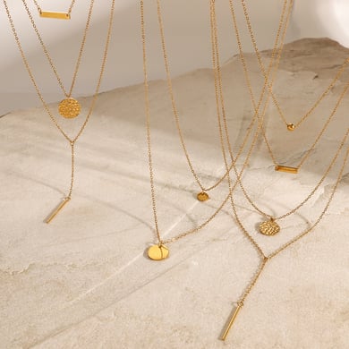 1 Piece Simple Series ins style Geometric Stainless Steel 18K Gold Plated Women Layered Necklaces h5 Picture5