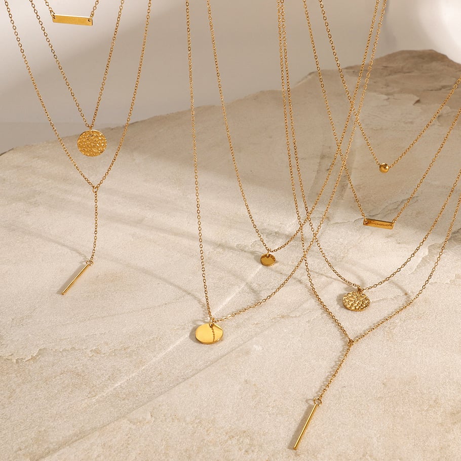 1 Piece Simple Series ins style Geometric Stainless Steel 18K Gold Plated Women Layered Necklaces Picture5