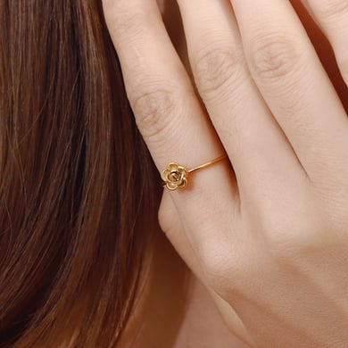 1 Piece Romantic Series Graceful Flower Delicate Stainless Steel Gold Color Women's Adjustable Rings h5 Picture7