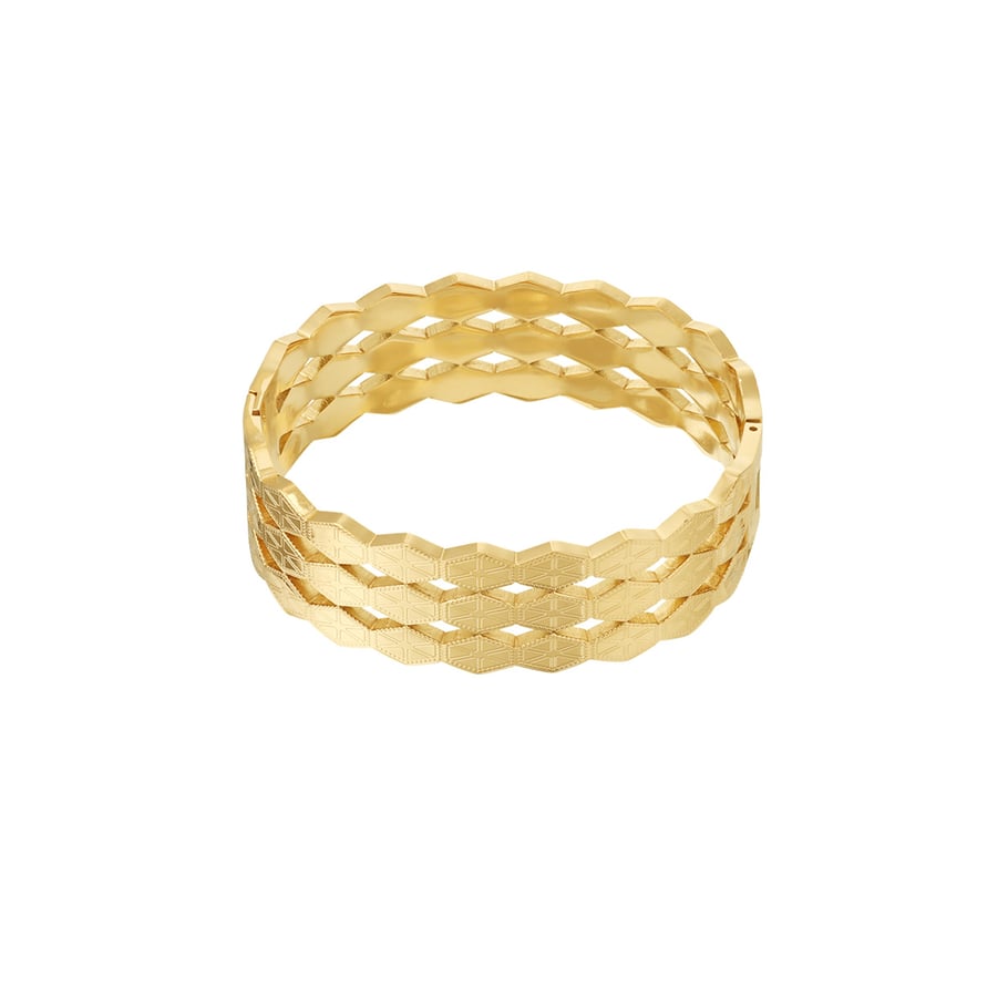1 Stück einfache Serie elegante geometrische Edelstahl Gold Farbe Damen Armreifen Bild6