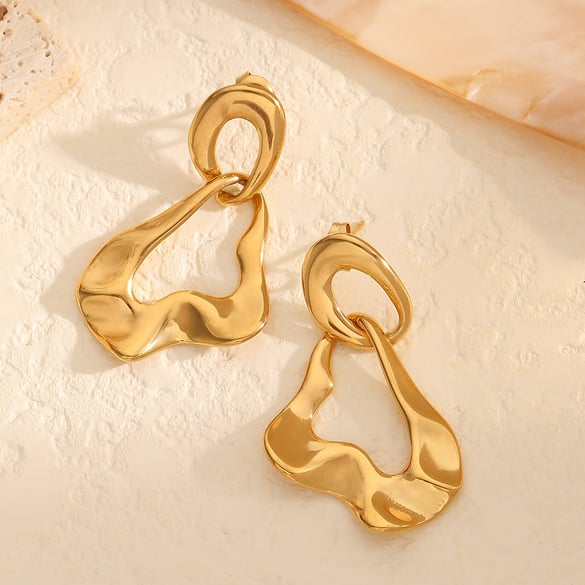 1 Pair Simple Series Daily Geometric 18K Gold Plated Stud Earrings