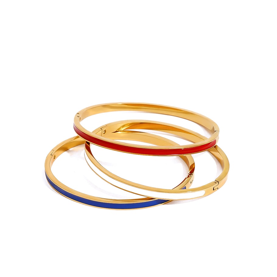 1 Piece Simple Series Europe and America round Stainless Steel 18K Gold Plated Women Bangles Picture8