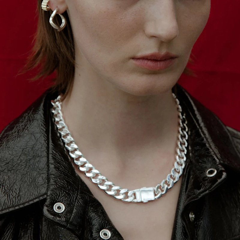 1 Stück Simple Series Hip-Pop/Rock Geometrisch Edelstahl 18K vergoldet Damen Kettenhalsketten Bild5