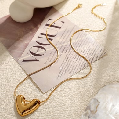 1 Piece Modern Series All-match Heart Shape Stainless Steel Gold Color Women's Pendant Necklaces h5 Picture5