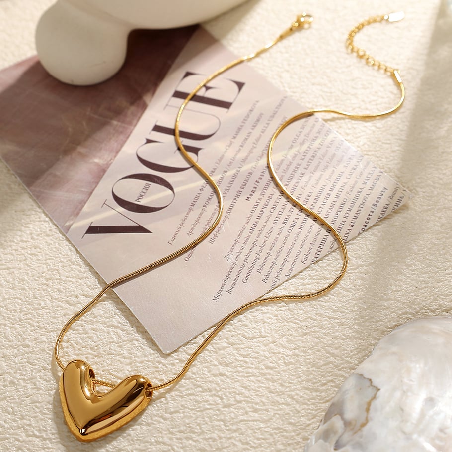 1 Piece Modern Series All-match Heart Shape Stainless Steel Gold Color Women's Pendant Necklaces Picture5