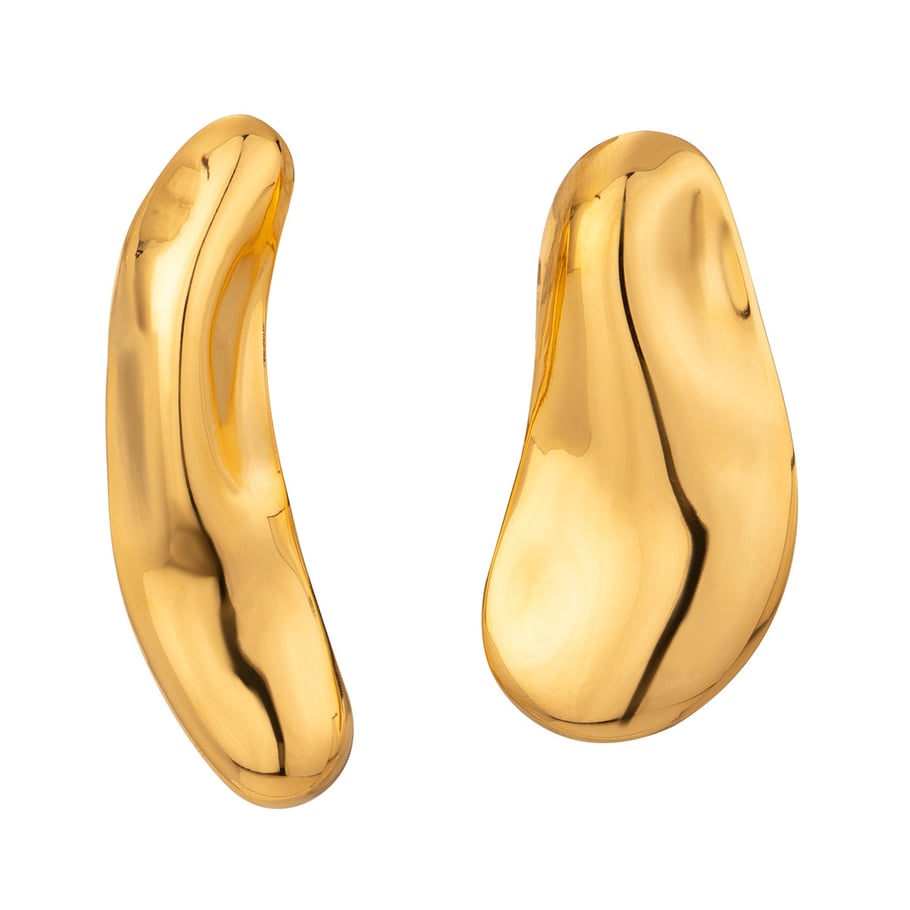 1 Paar Simple Series Einfache, einfarbige Ohrstecker aus Edelstahl mit 18 Karat Goldbeschichtung für Damen Bild6