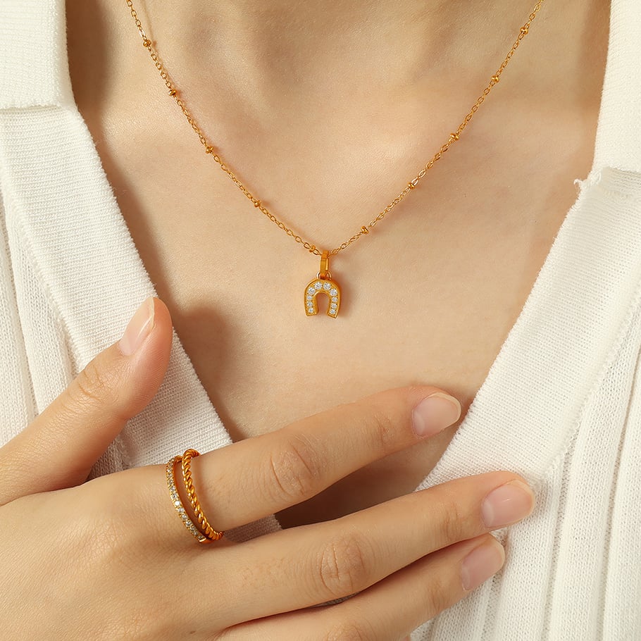 1 Piece Simple Series Simple Geometric Stainless Steel 18K Gold Plated Zircon Women Pendant Necklaces Picture5