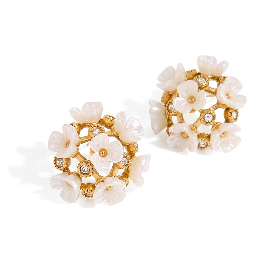 1 Paar Simple Series Sweet Flower Edelstahl 18 Karat vergoldete Damen-Ohrstecker Bild5